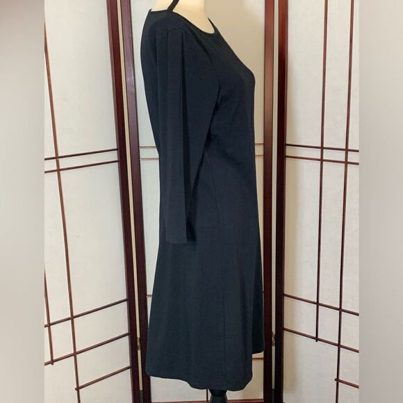 Garnet Hill sleek long sleeve little black dress - Picture 3 of 9